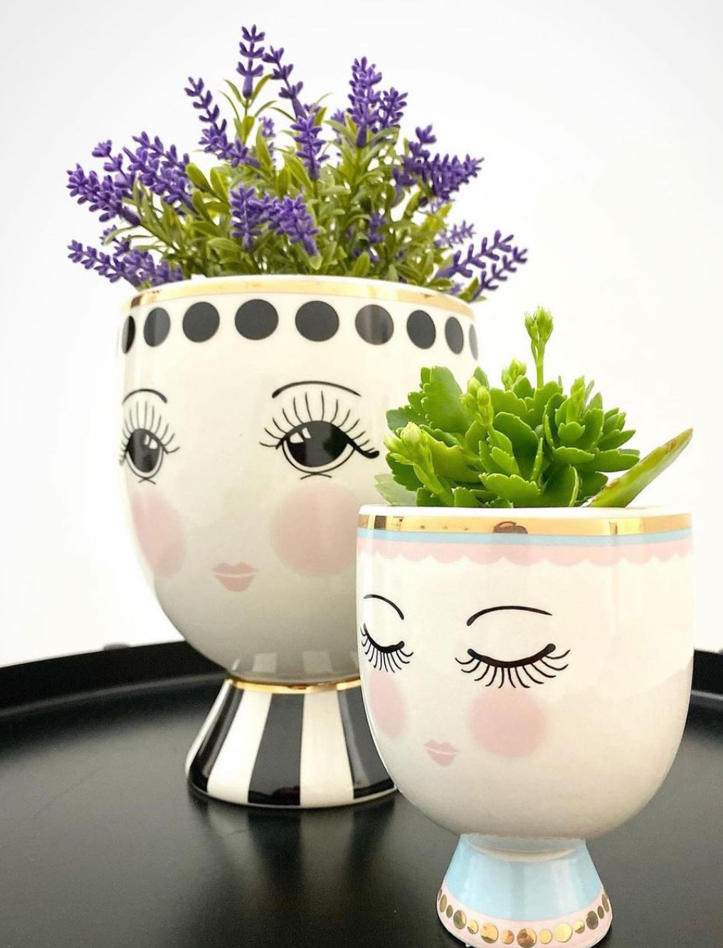 Miss Etoile Ceramic Flower Pot Pastel Stripes