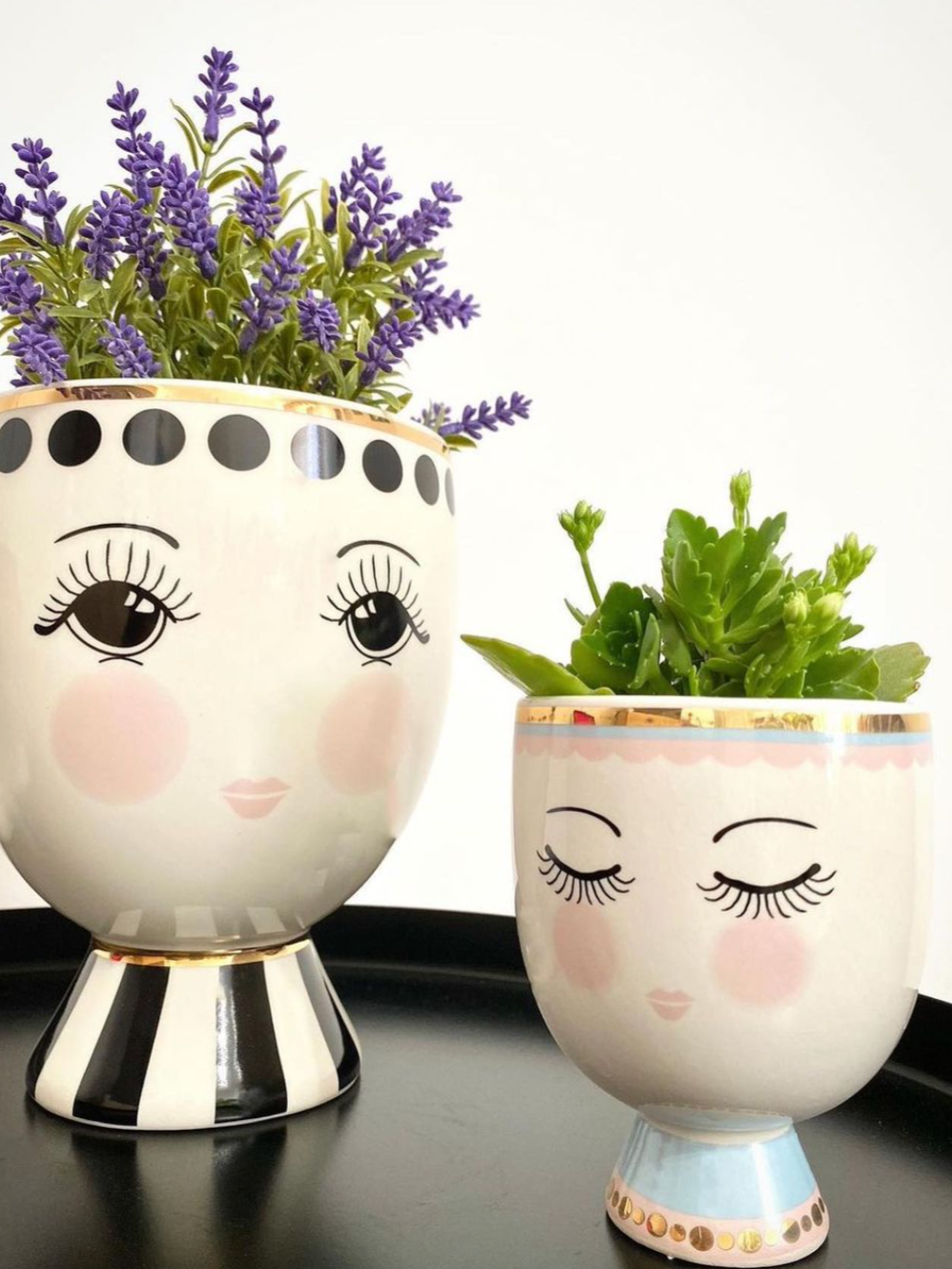 Miss Etoile Ceramic Flower Pot Pastel Stripes