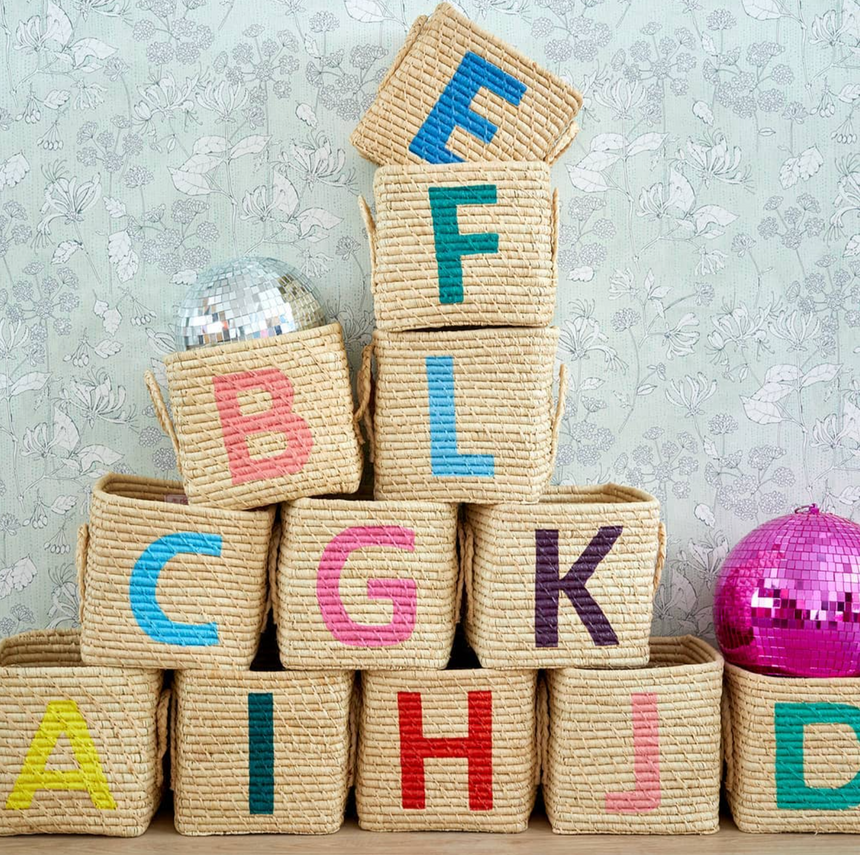 Rice Raffia Alphabets Basket