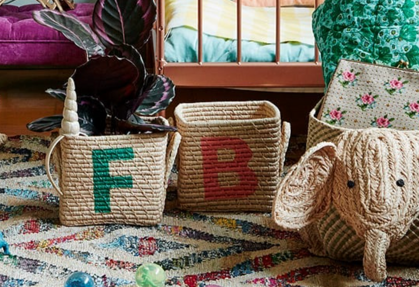 Rice Raffia Alphabets Basket