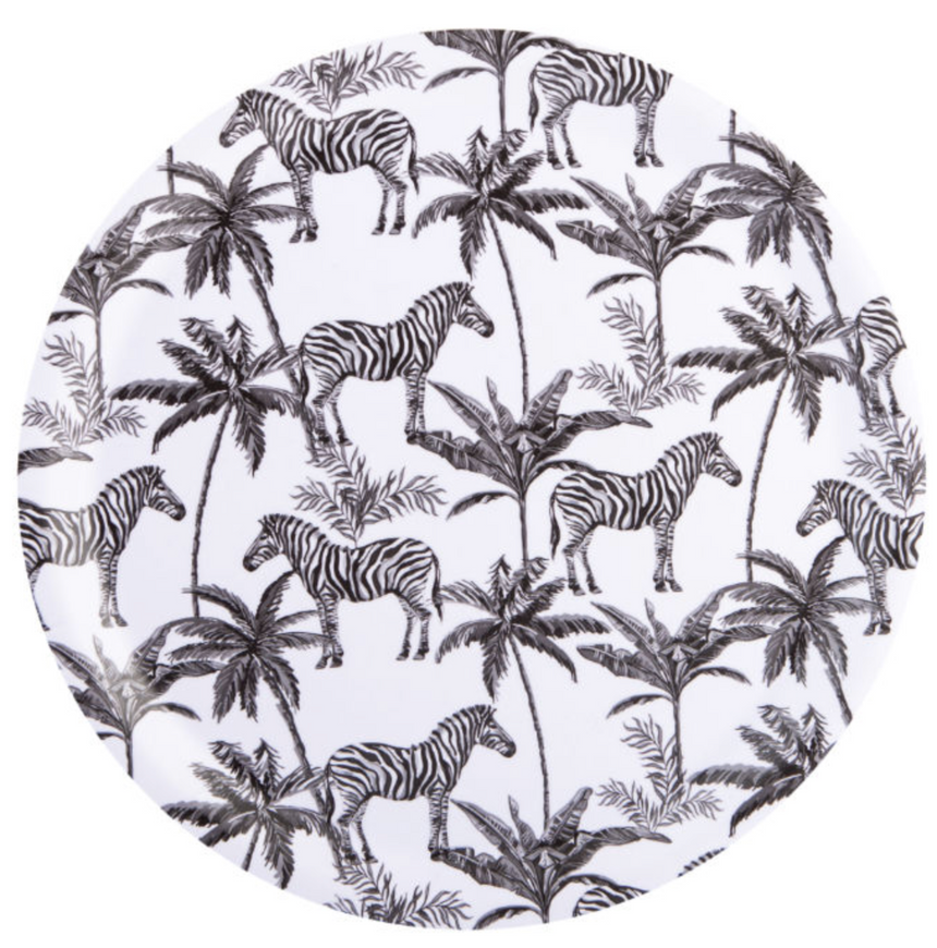 Madagascar Round Serving Tray Zebra