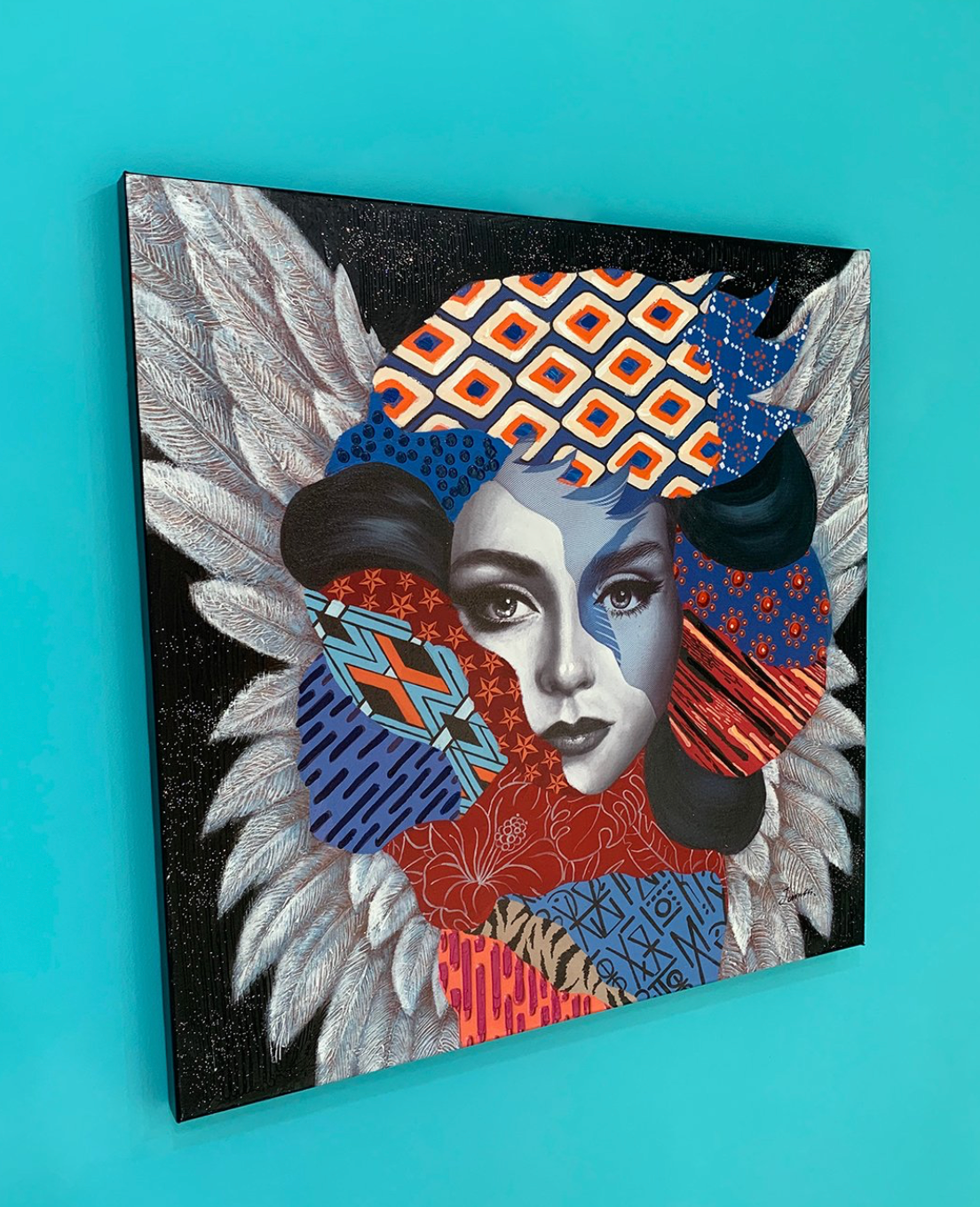 Locomocean Hand-painted Wall Art Woman With Feathers
