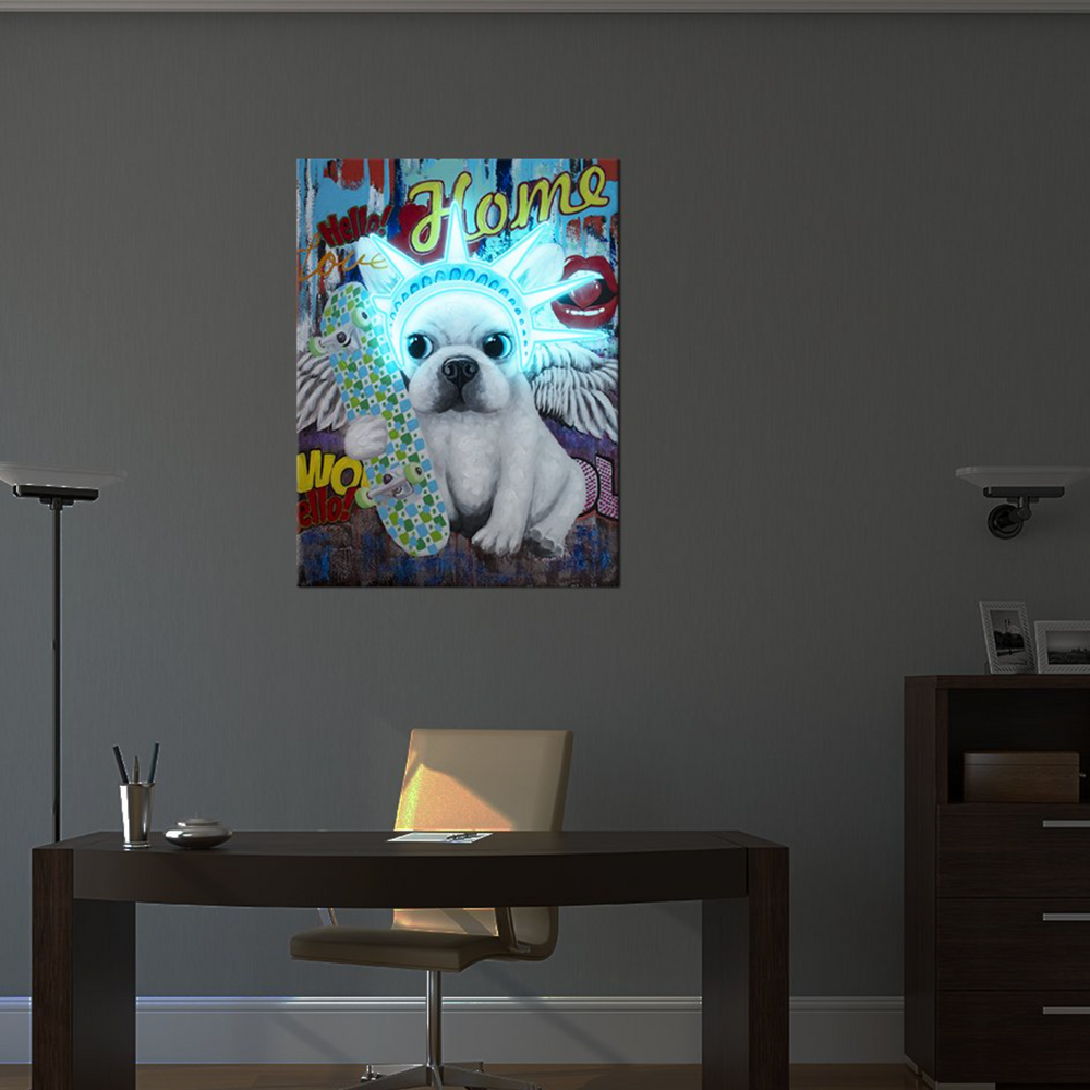 Locomocean Wall Artwork With Neon Lighting Liberty Dog