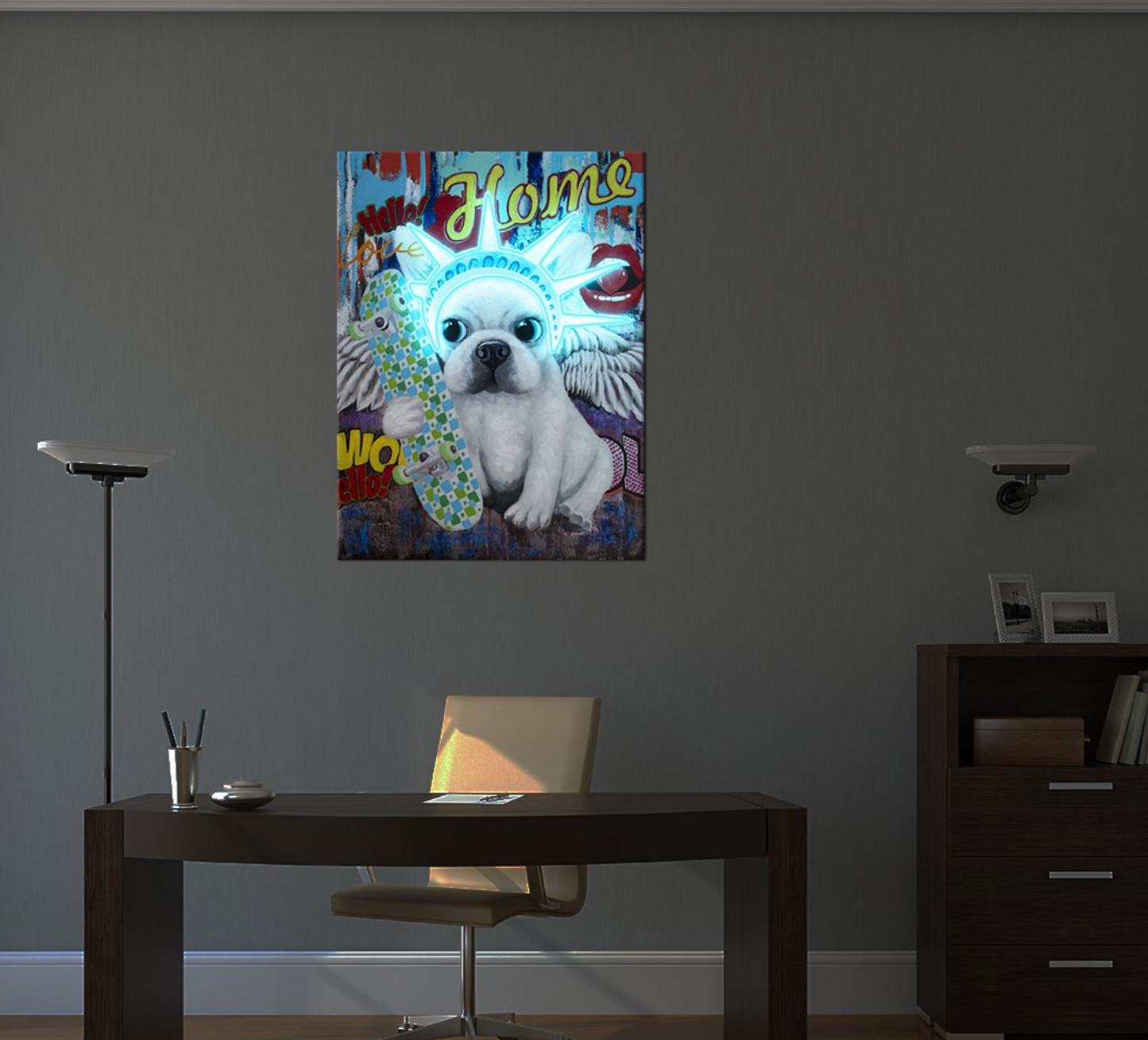 Locomocean Wall Artwork With Neon Lighting Liberty Dog