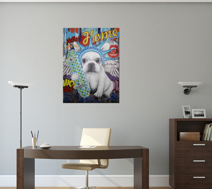 Locomocean Wall Artwork With Neon Lighting Liberty Dog