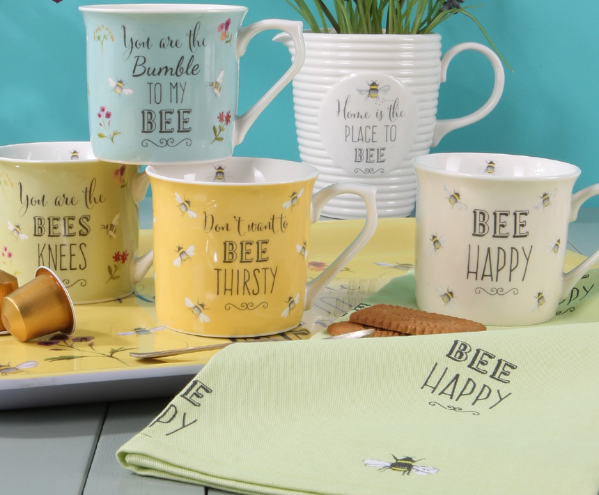 Bee Happy Mug Blue