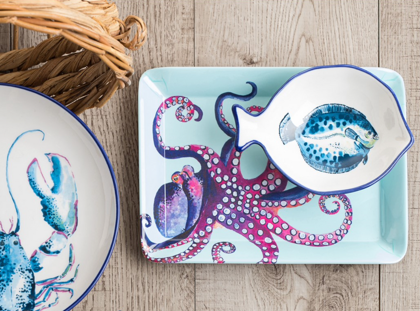 Dish Of The Day Melamine Mini Serving Tray, Octopus