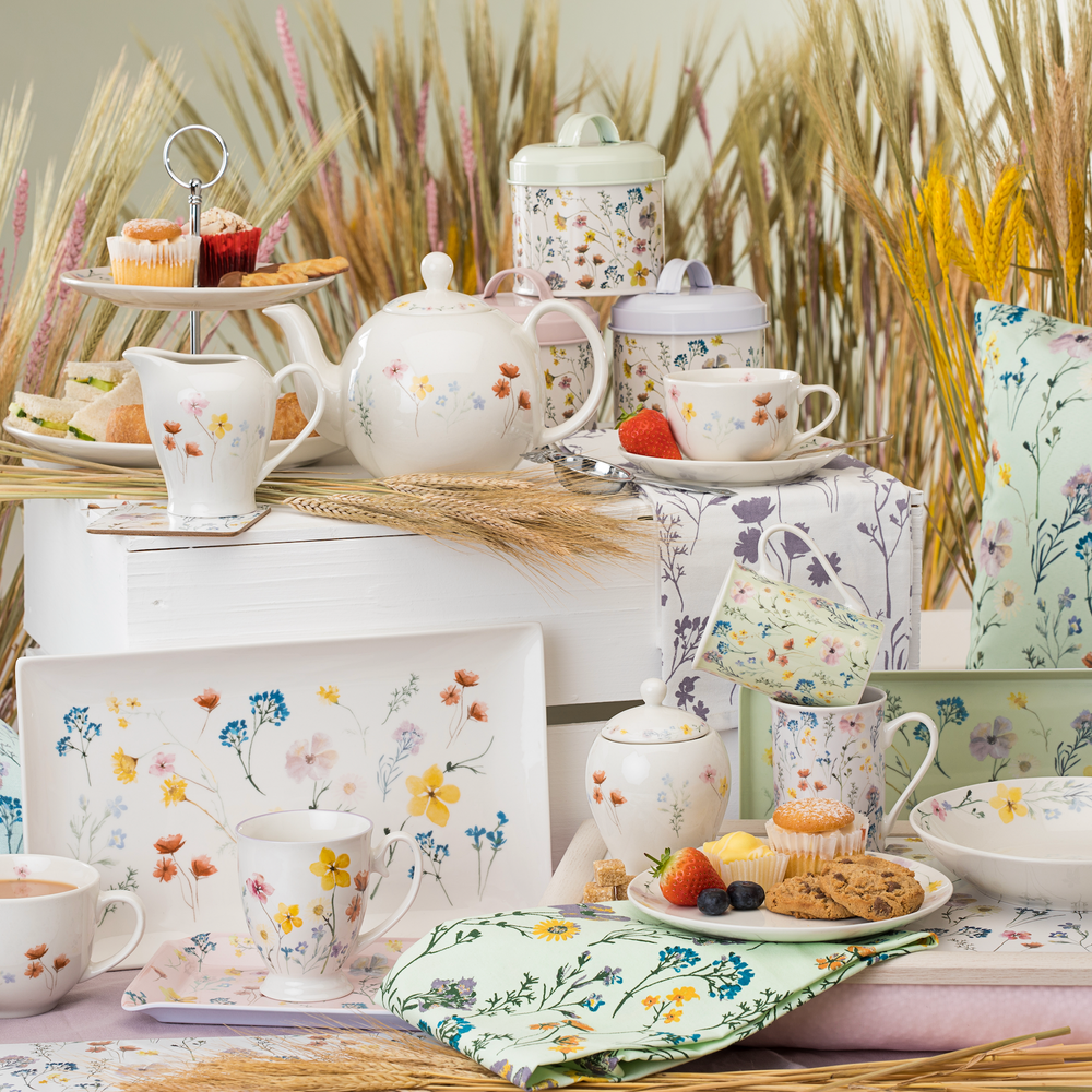 Pressed Flowers Porcelain Sugar Bowl