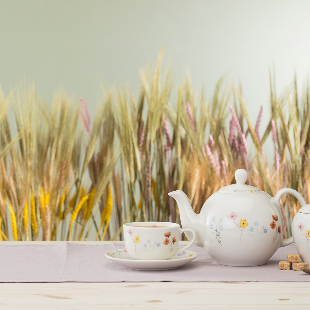 Pressed Flowers Porcelain Sugar Bowl