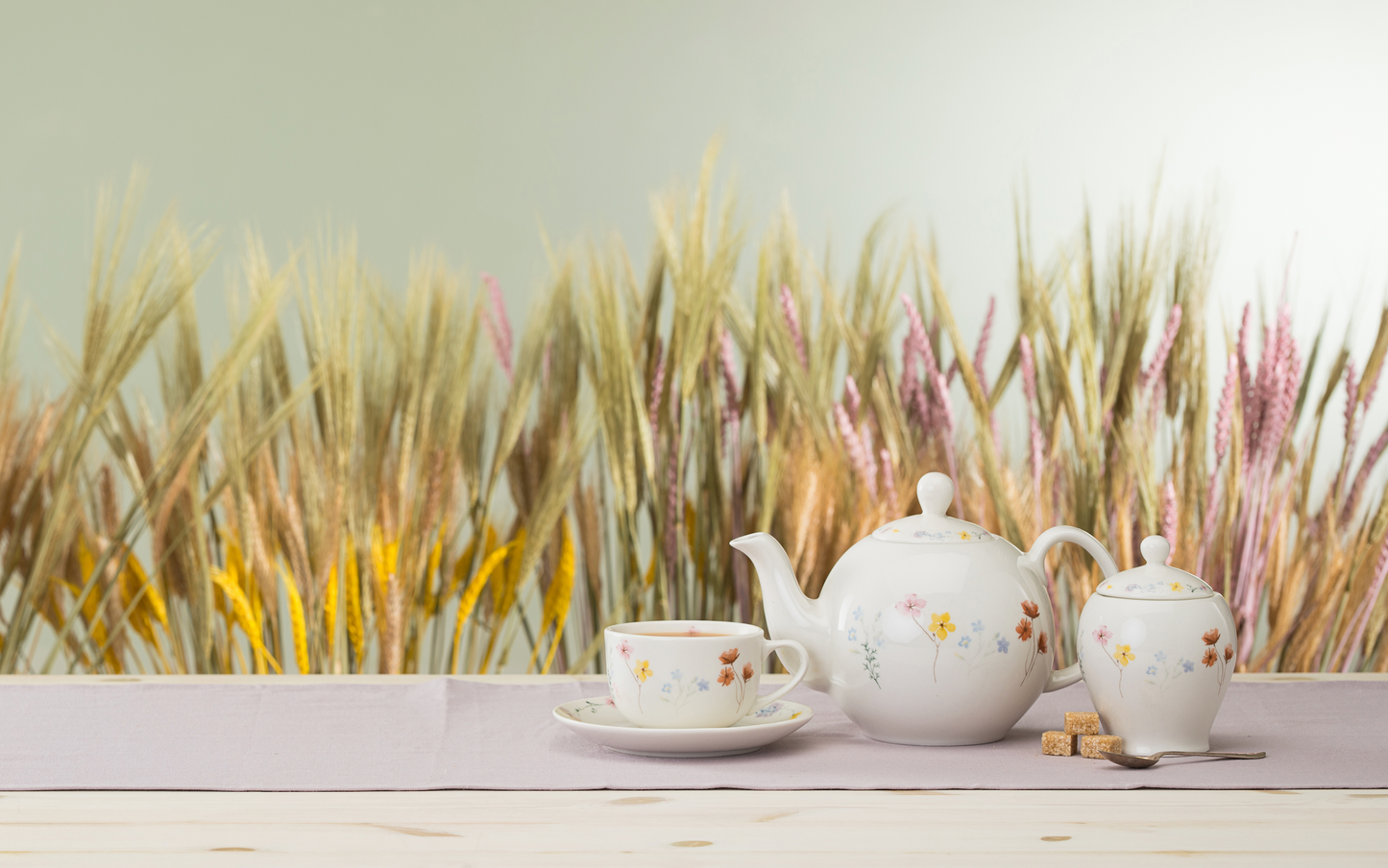 Pressed Flowers Porcelain Sugar Bowl