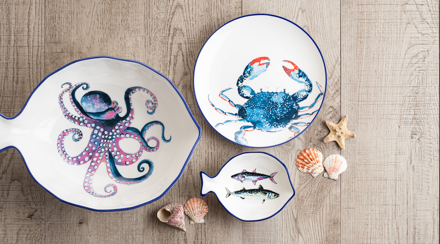 Dish Of The Day Porcelain Serving Bowl, Octopus ( Large )