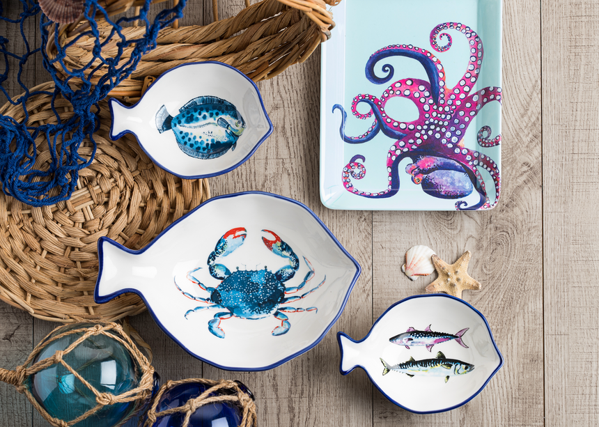 Dish Of The Day Melamine Mini Serving Tray, Octopus