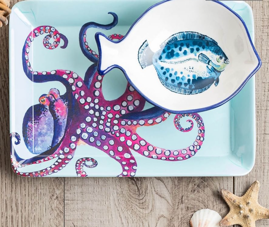 Dish Of The Day Melamine Mini Serving Tray, Octopus