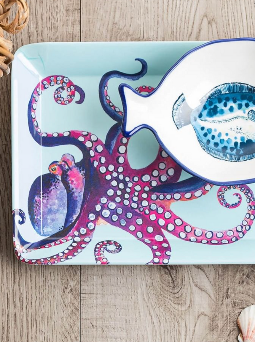 Dish Of The Day Melamine Mini Serving Tray, Octopus