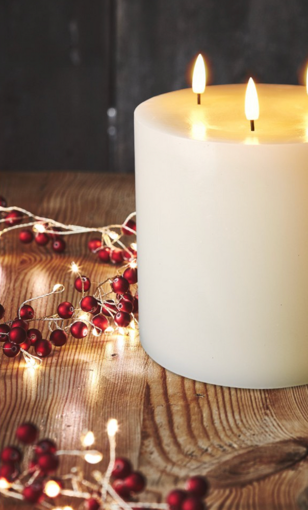 LED Three Wicker Candle Warm White, 15 CM