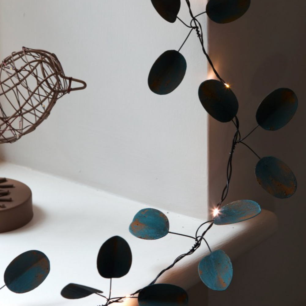 Handmade Metal LED Fairy Light,Green Eucalyptus(Battery Operated)