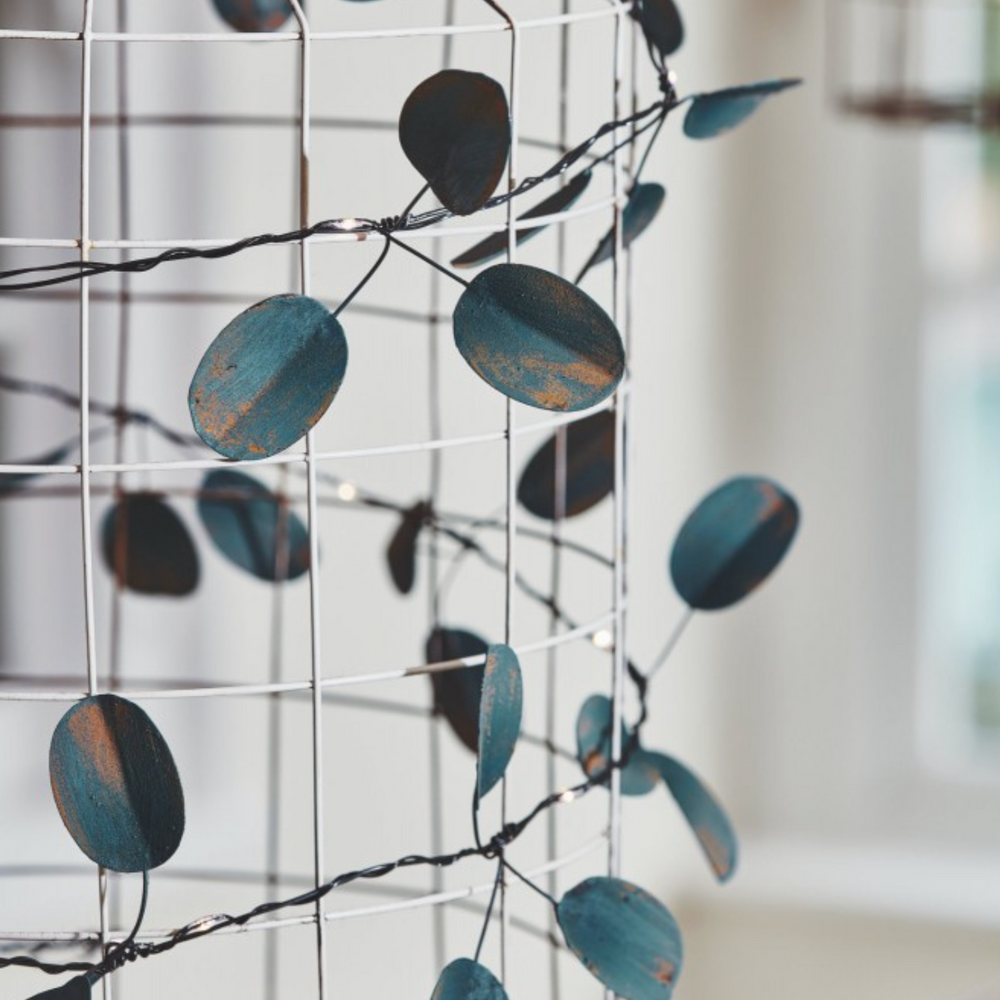 Handmade Metal LED Fairy Light,Green Eucalyptus(Battery Operated)