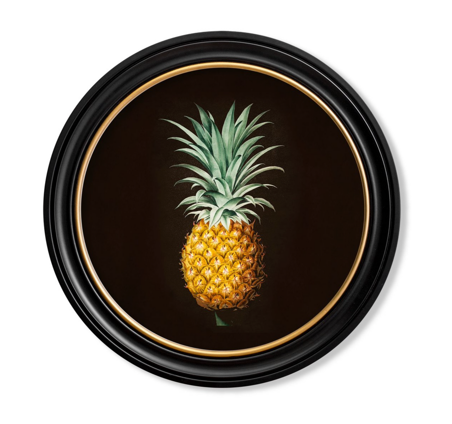 Vintage Round Framed Print, Pineapple