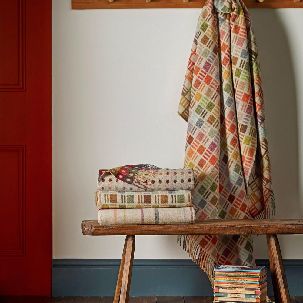 Bronte By Moon Ribbon Multi Merino Wool Throw, Beige