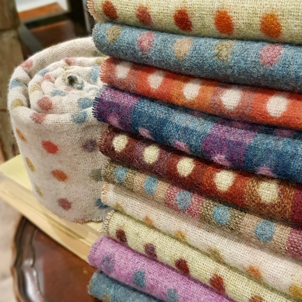 Bronte By Moon Multi Spot Merino Wool Throw, Beige