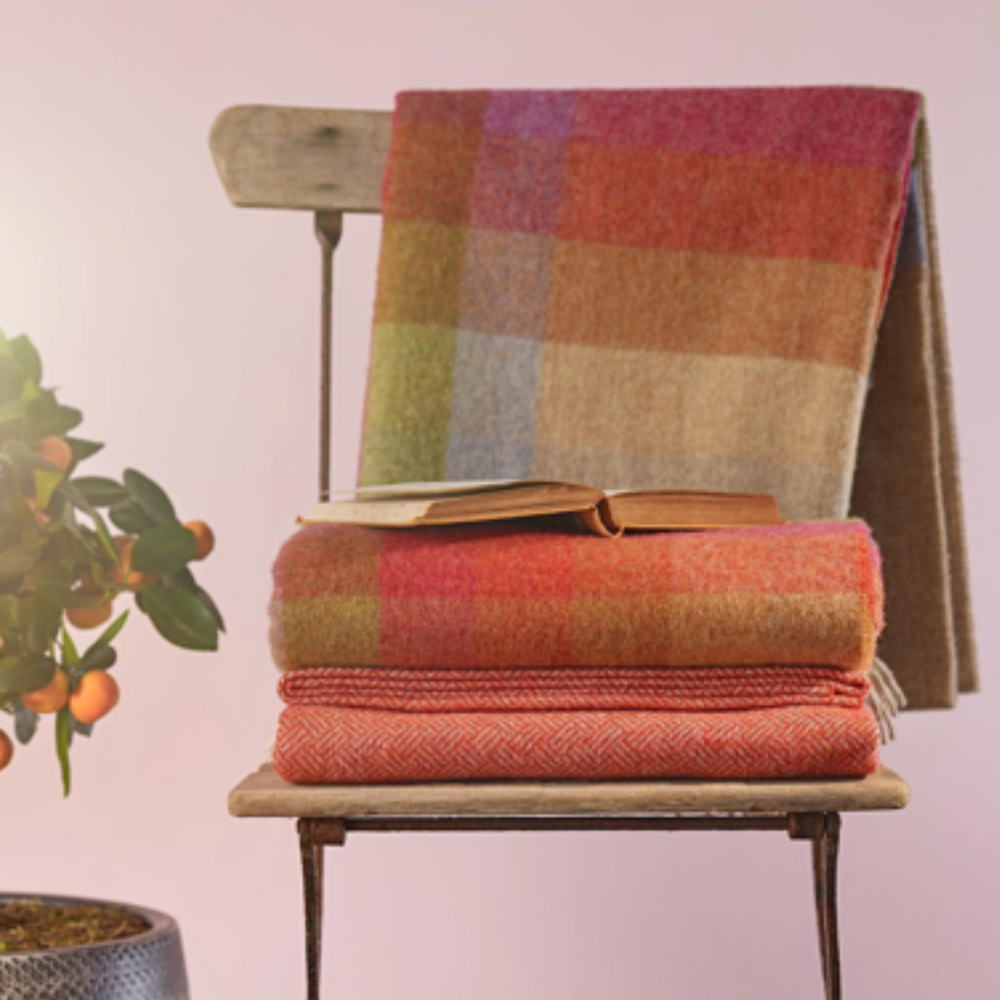 Bronte By Moon Harlequin Shetland Wool Throw, Sunshine