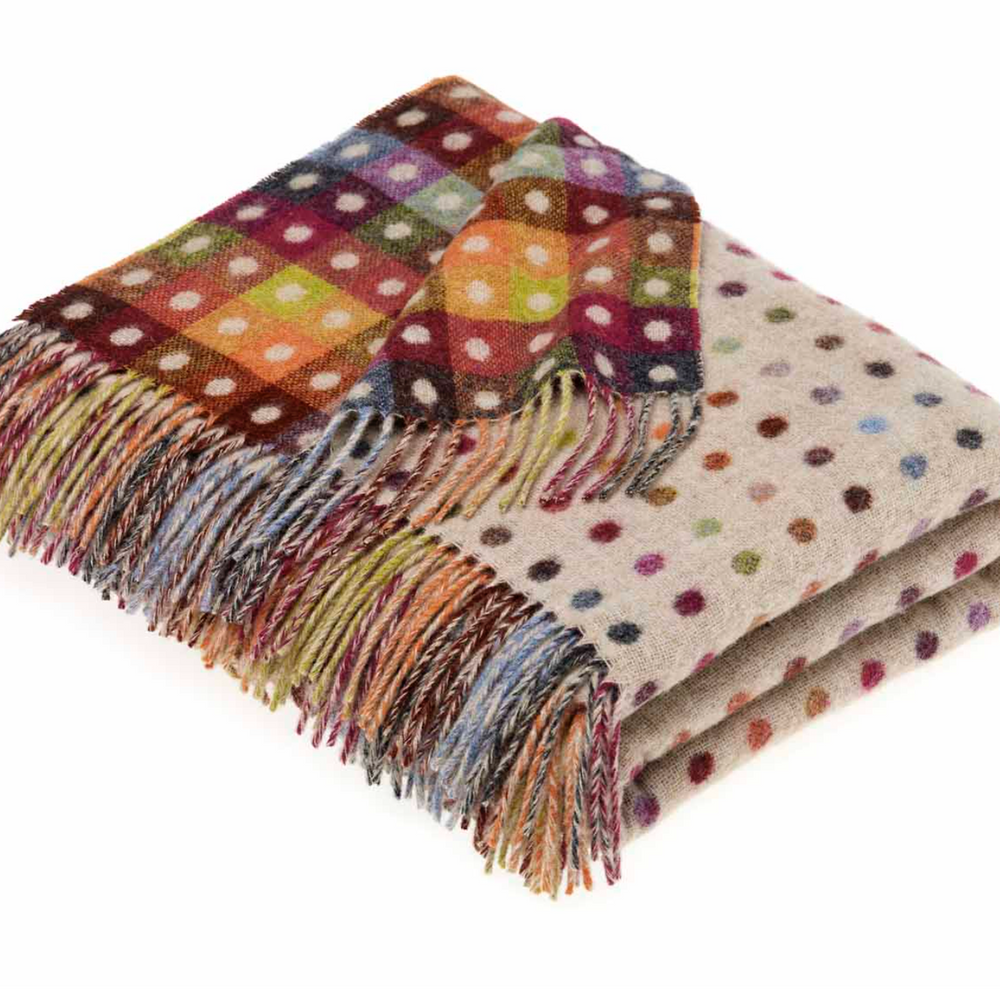 Bronte By Moon Multi Spot Merino Wool Throw, Beige