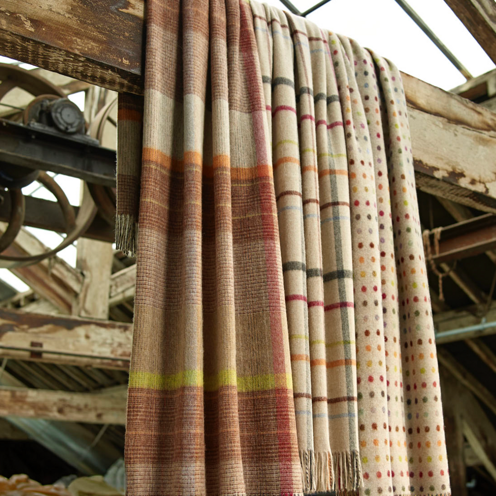 Bronte By Moon Multi Spot Merino Wool Throw, Beige