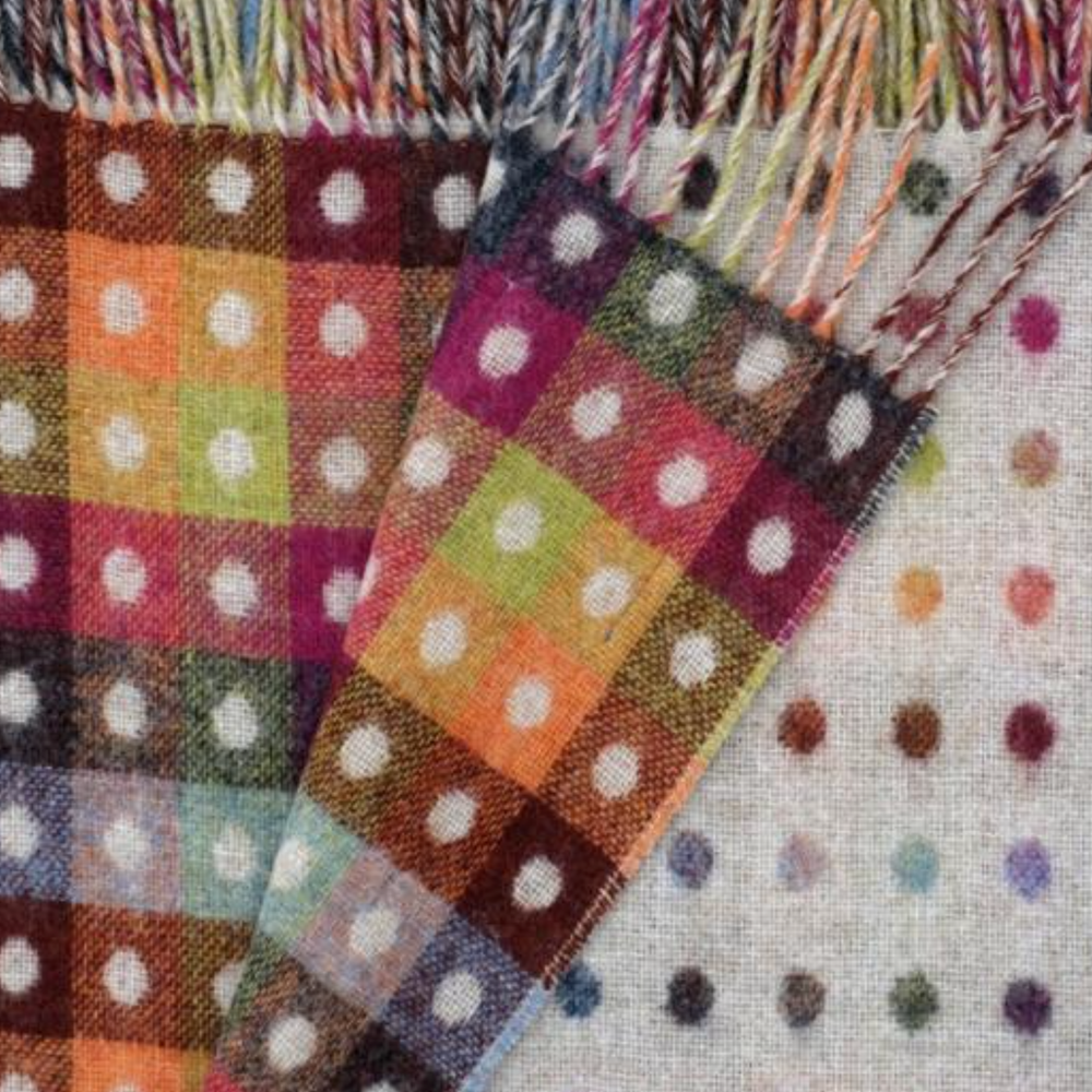 Bronte By Moon Multi Spot Merino Wool Throw, Beige