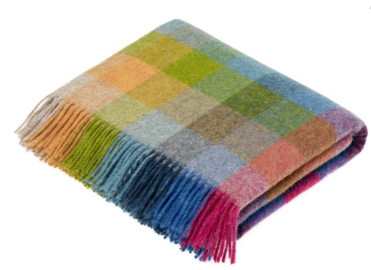 Bronte By Moon Harlequin Shetland Wool Throw Blanket, Tutti Frutti