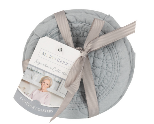 Mary Berry Signature Collection Cotton Coasters, Grey ( Set Of 4 )