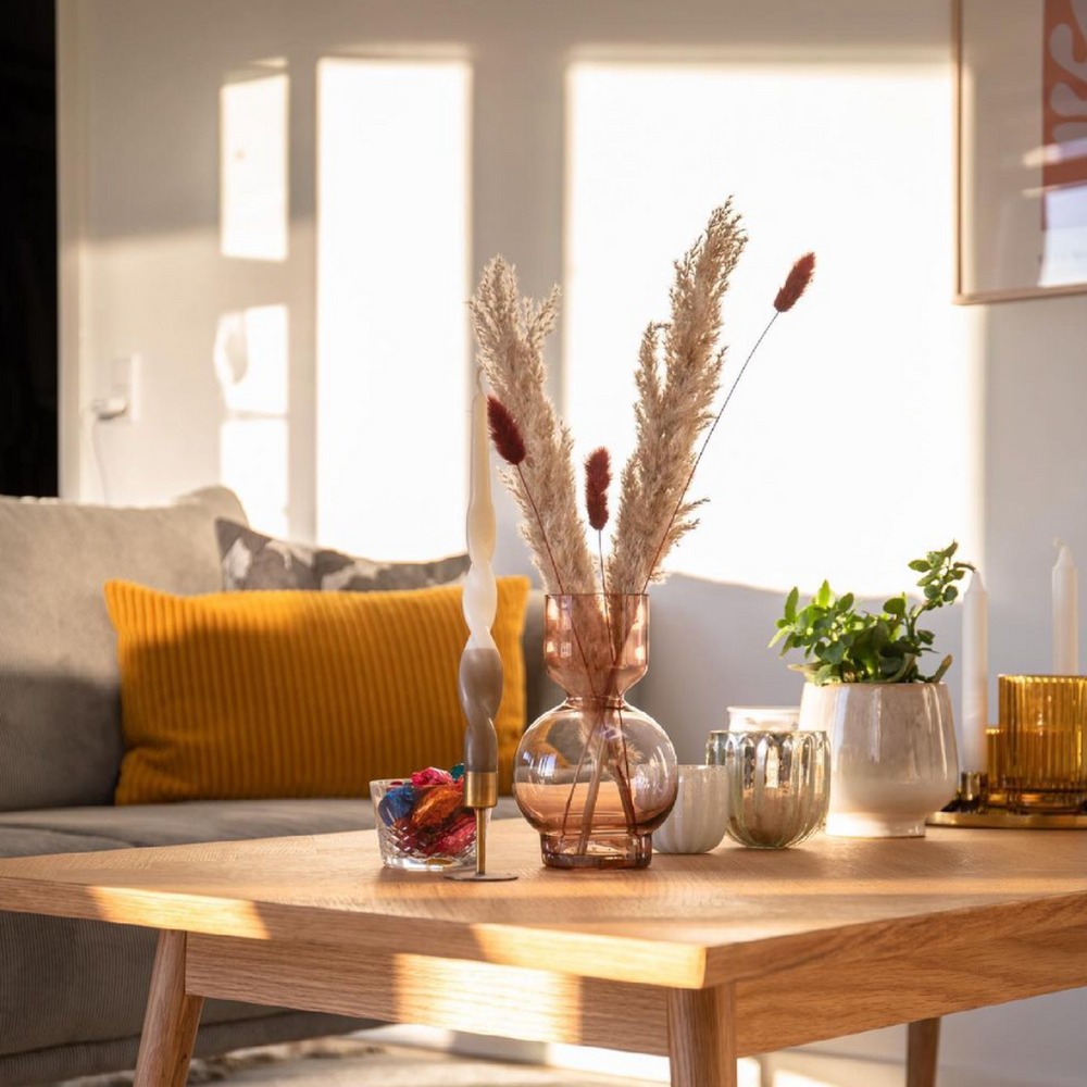 Bahne Interior Mouth-Blown Stained Glass Bubble Vase, Amber