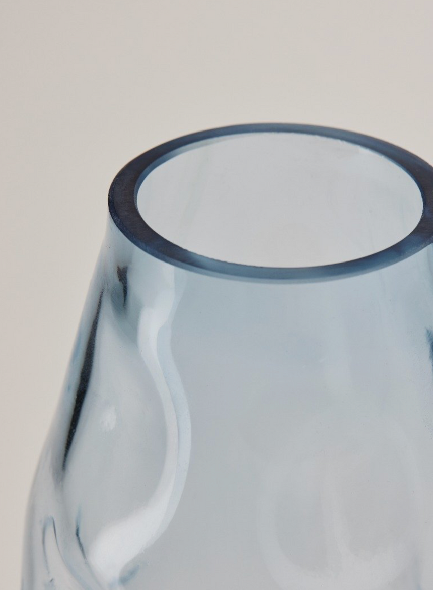 Bahne Interior Mouth-Blown Glass Vase, Soft Blue