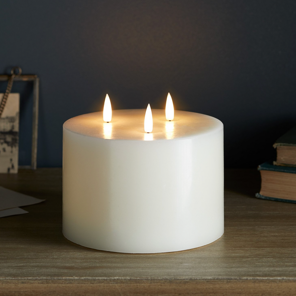 LED Three Wicker Candle Warm White, 15 CM