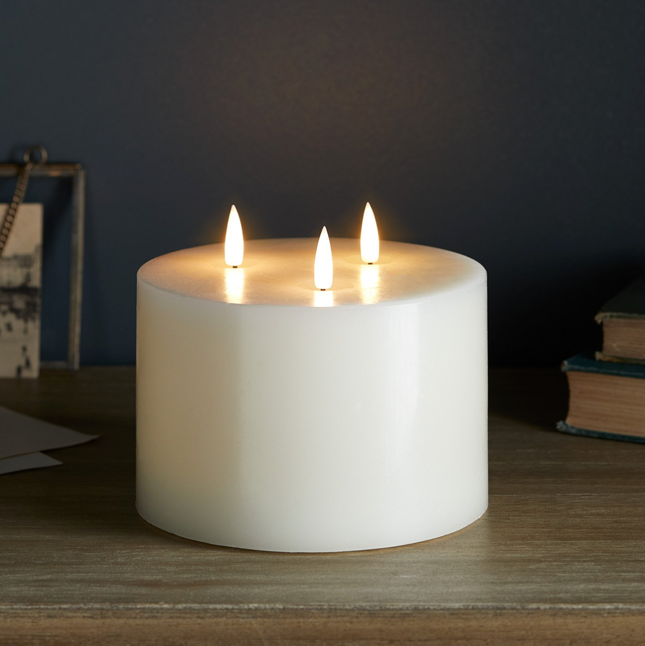 LED Three Wicker Candle Warm White, 15 CM