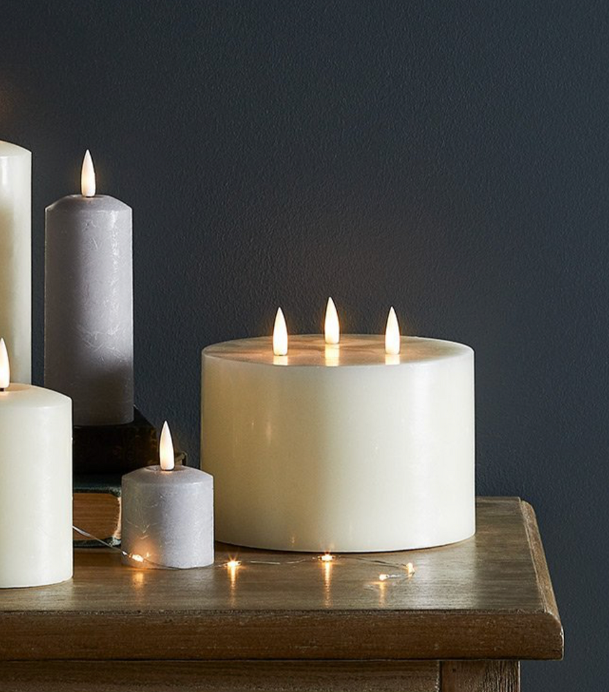 LED Three Wicker Candle Warm White, 15 CM