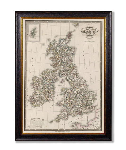 Vintage Framed Print Map Of The British Isles