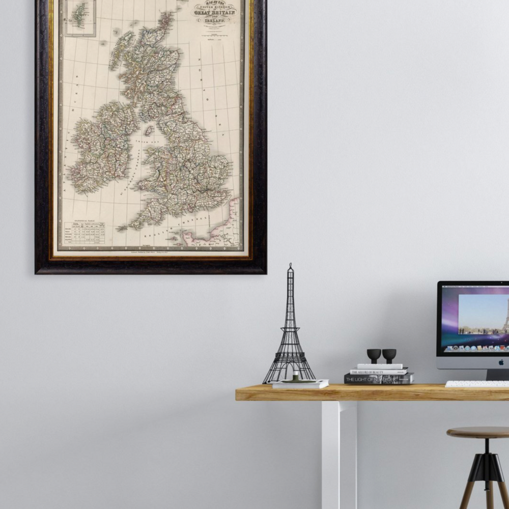 Vintage Framed Print Map Of The British Isles