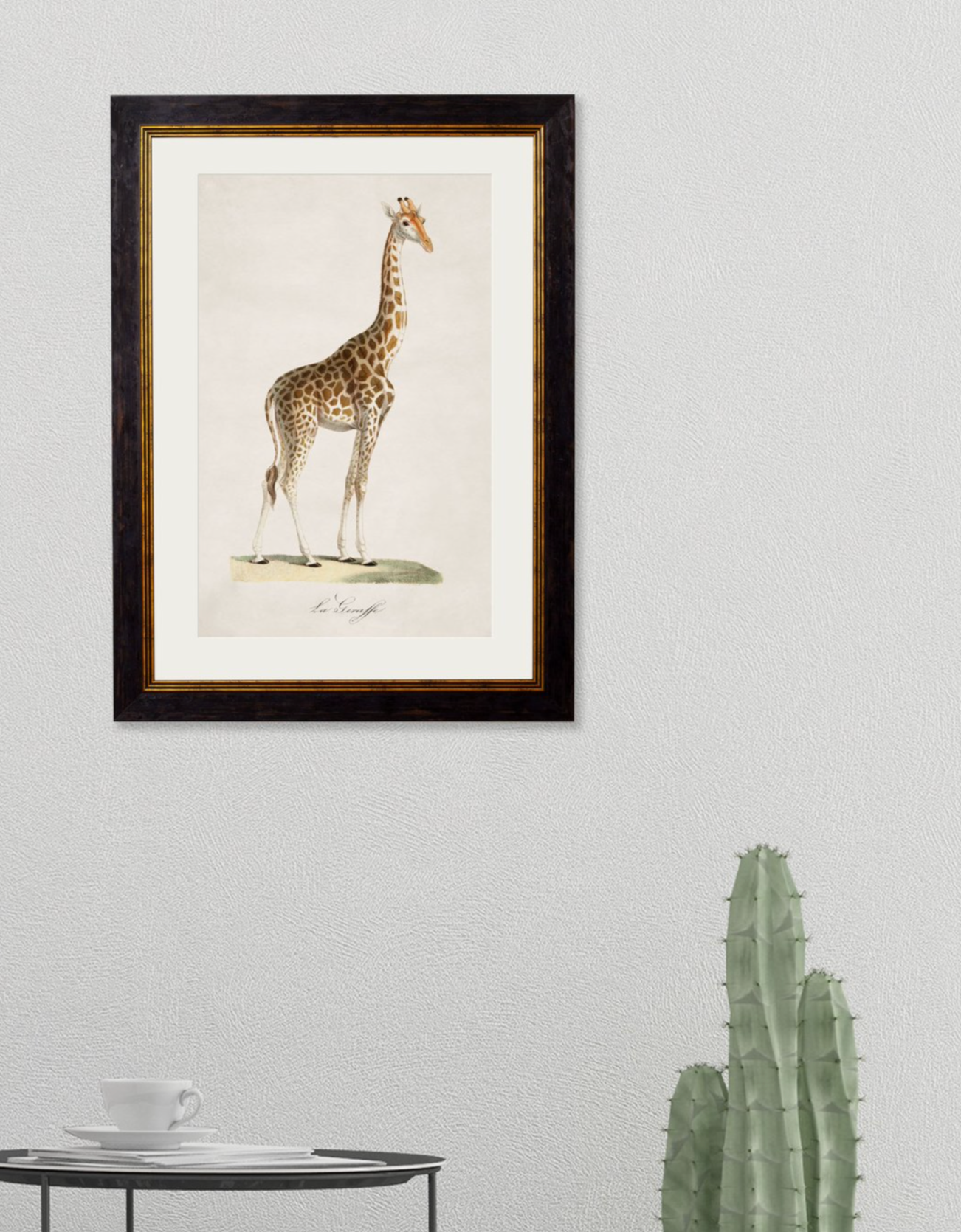 Vintage Framed Print, Giraffe