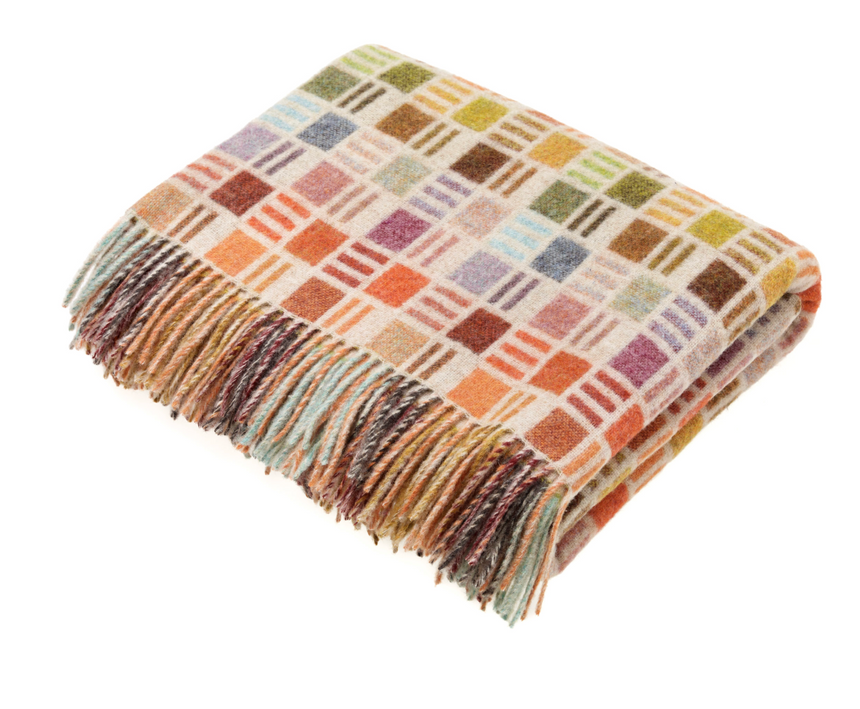 Bronte By Moon Ribbon Multi Merino Wool Throw, Beige