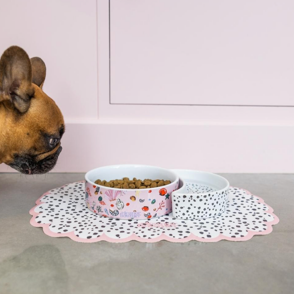 Eleanor Bowmer Ceramic Half Moon Pet Bowl, Miami Shells (Set Of 2)