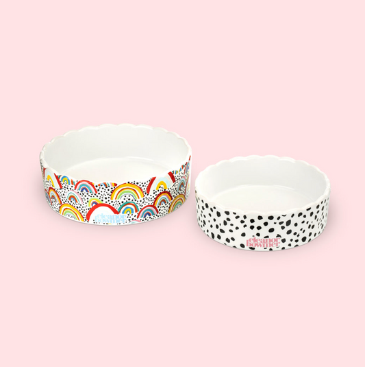Eleanor Bowmer Ceramic Pet Bowl, Rainbow (Set Of 2)