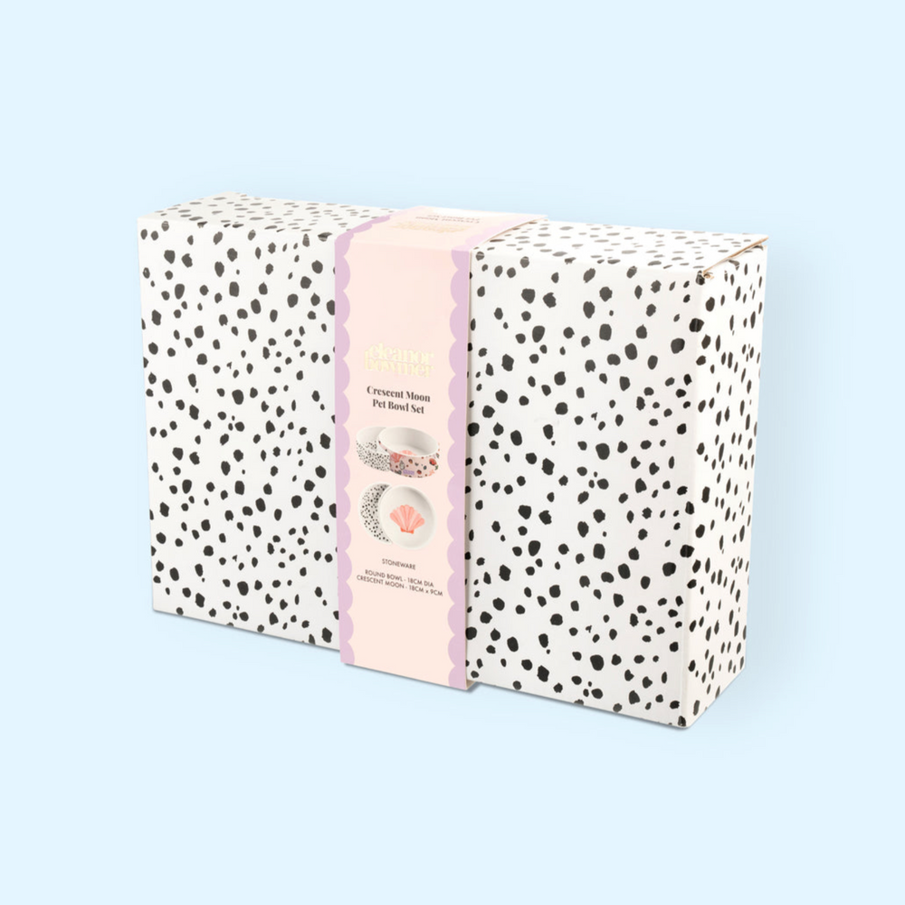 Eleanor Bowmer Ceramic Half Moon Pet Bowl, Miami Shells (Set Of 2)