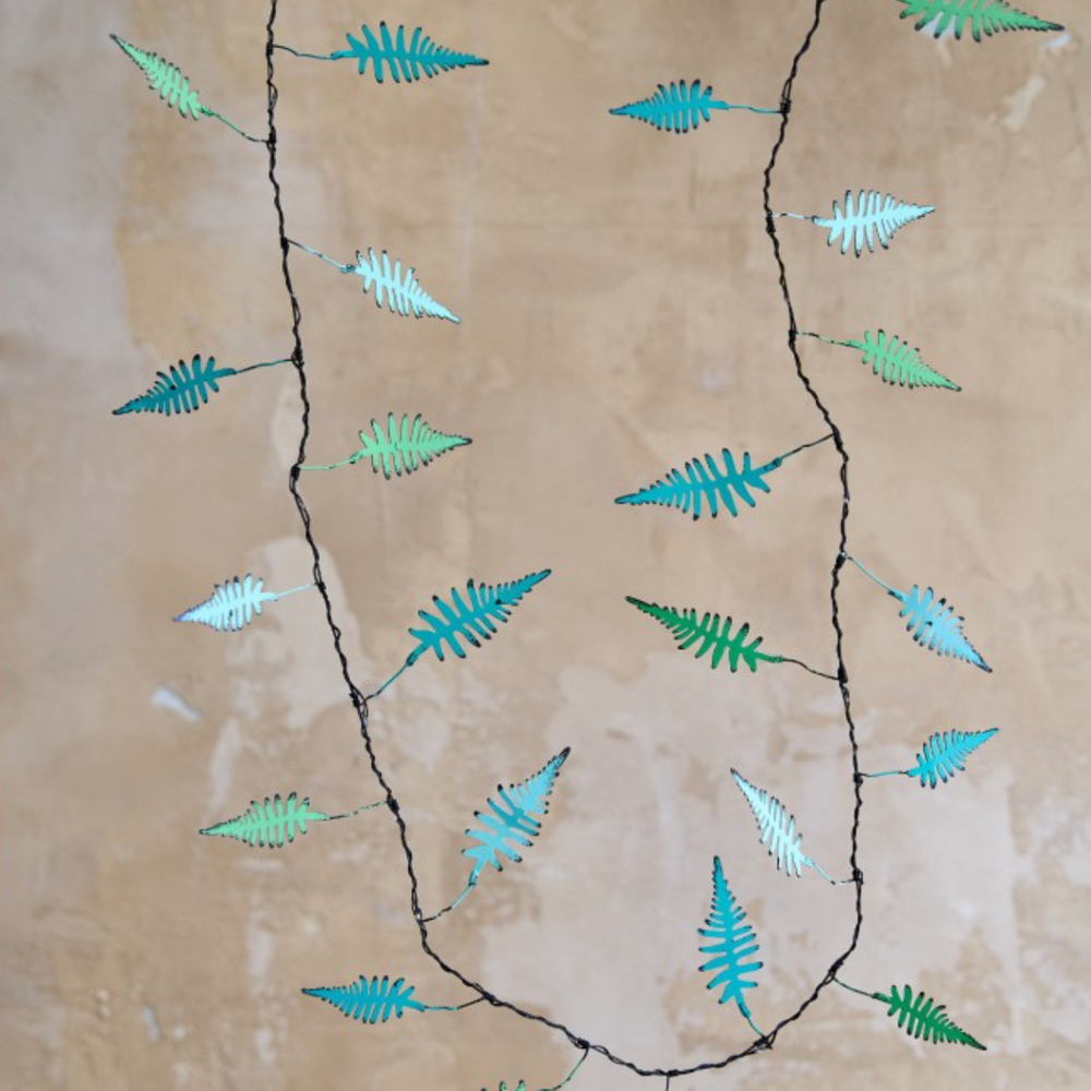 Handmade Metal LED Fairy Lights, Green Fern (Battery Operated)