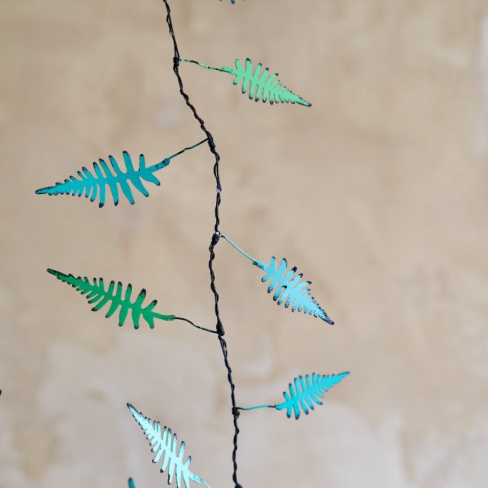 Handmade Metal LED Fairy Lights, Green Fern (Battery Operated)