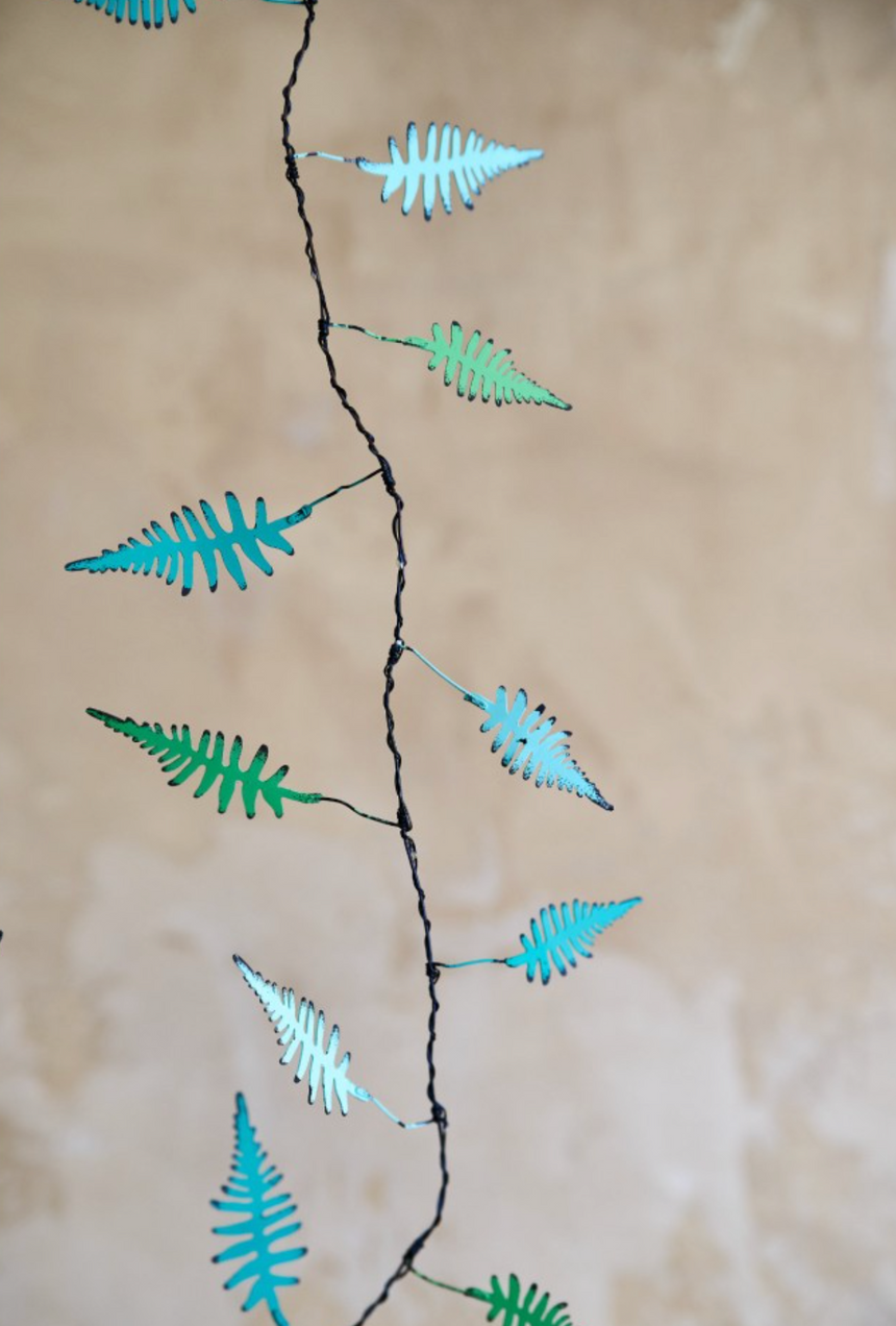 Handmade Metal LED Fairy Lights, Green Fern (Battery Operated)