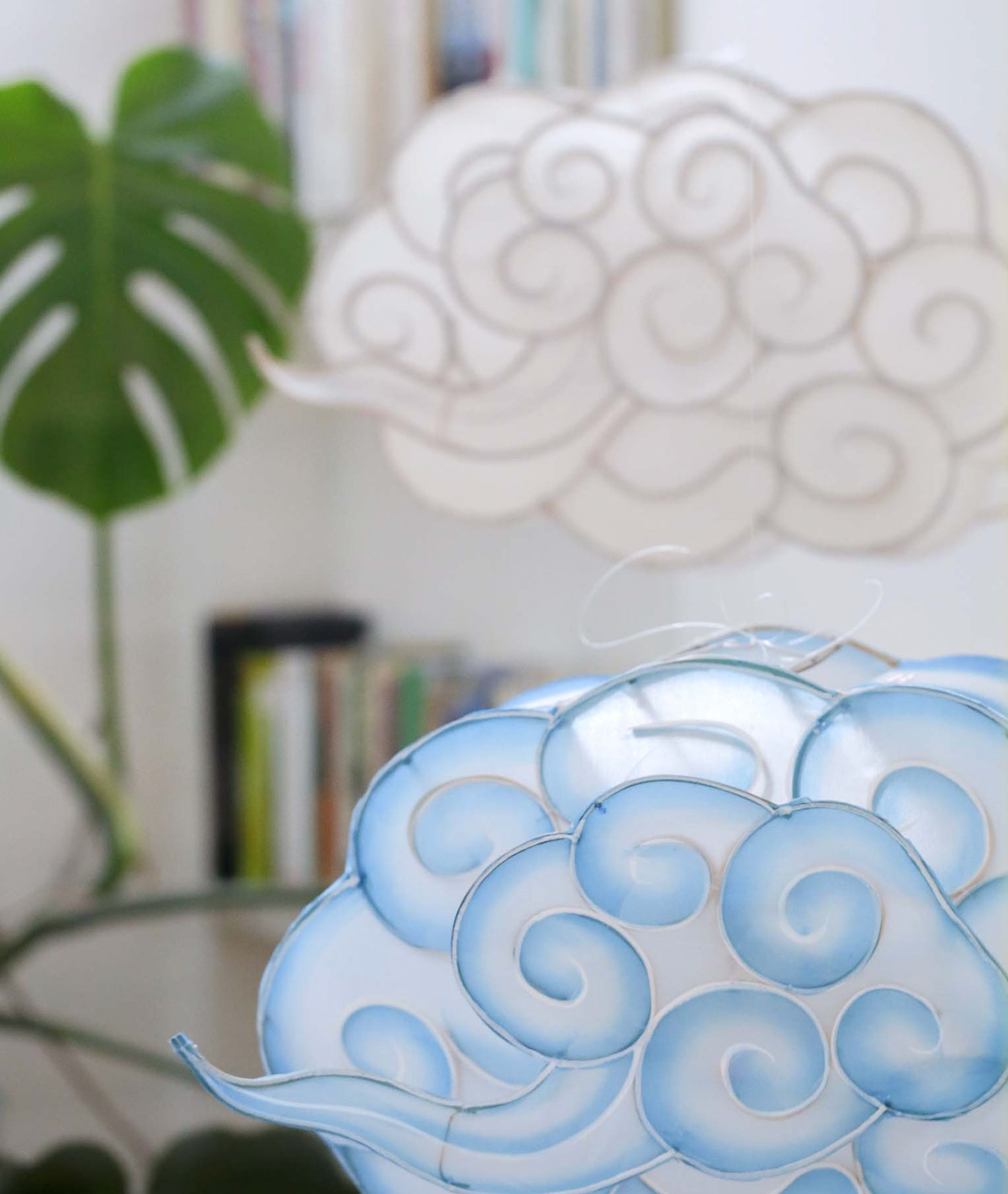 Petitpan Handmade Silk Cloud Light Pendant, White