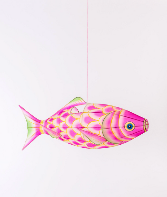 Petitpan Handmade Silk Carp Fish  Light Pendant, Rose Pink