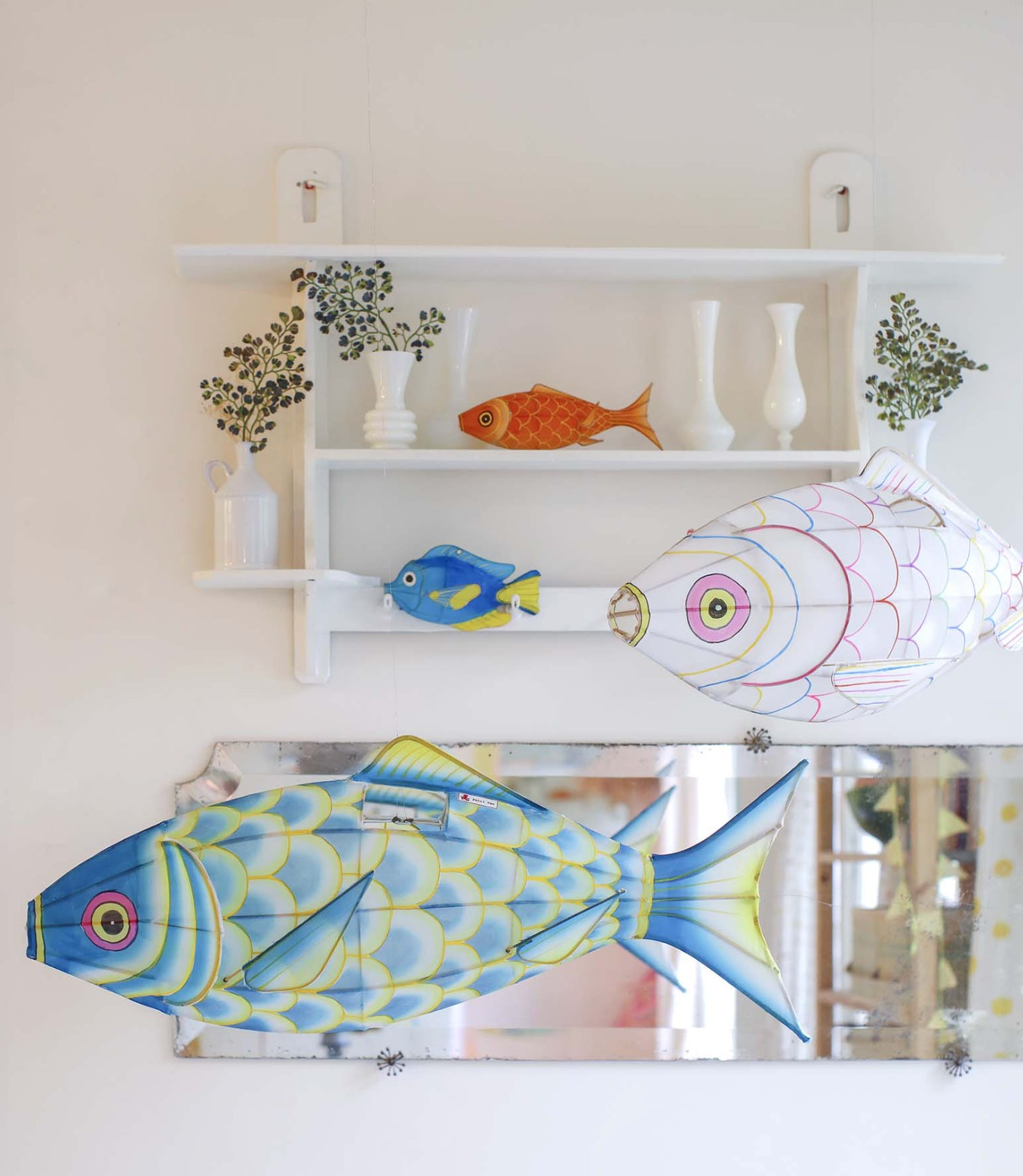 Petitpan Handmade Silk Carp Fish Light Pendant, Multi Stripes