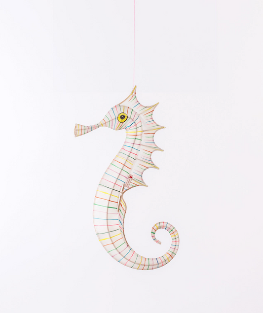 Petitpan Handmade Silk Lantern, Seahorse, Multi Stripes