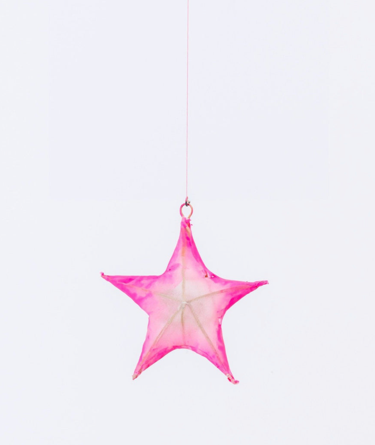 Petitpan Handmade Silk Hanging Star Decoration, Rose Pink